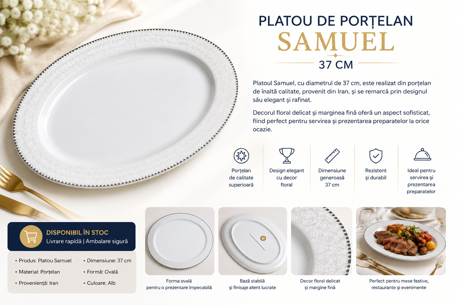 platou portelan 37cm samuel